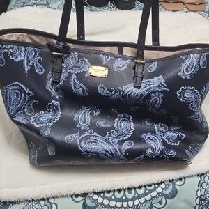 Michael Kors Navy and Light Blue Paisley Tote